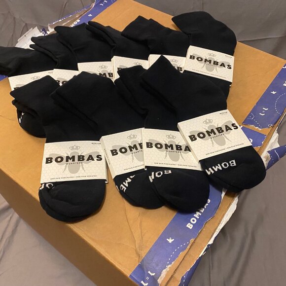 [10 pack] Bombas Classic Marl Quarter - Navy Socks Medium